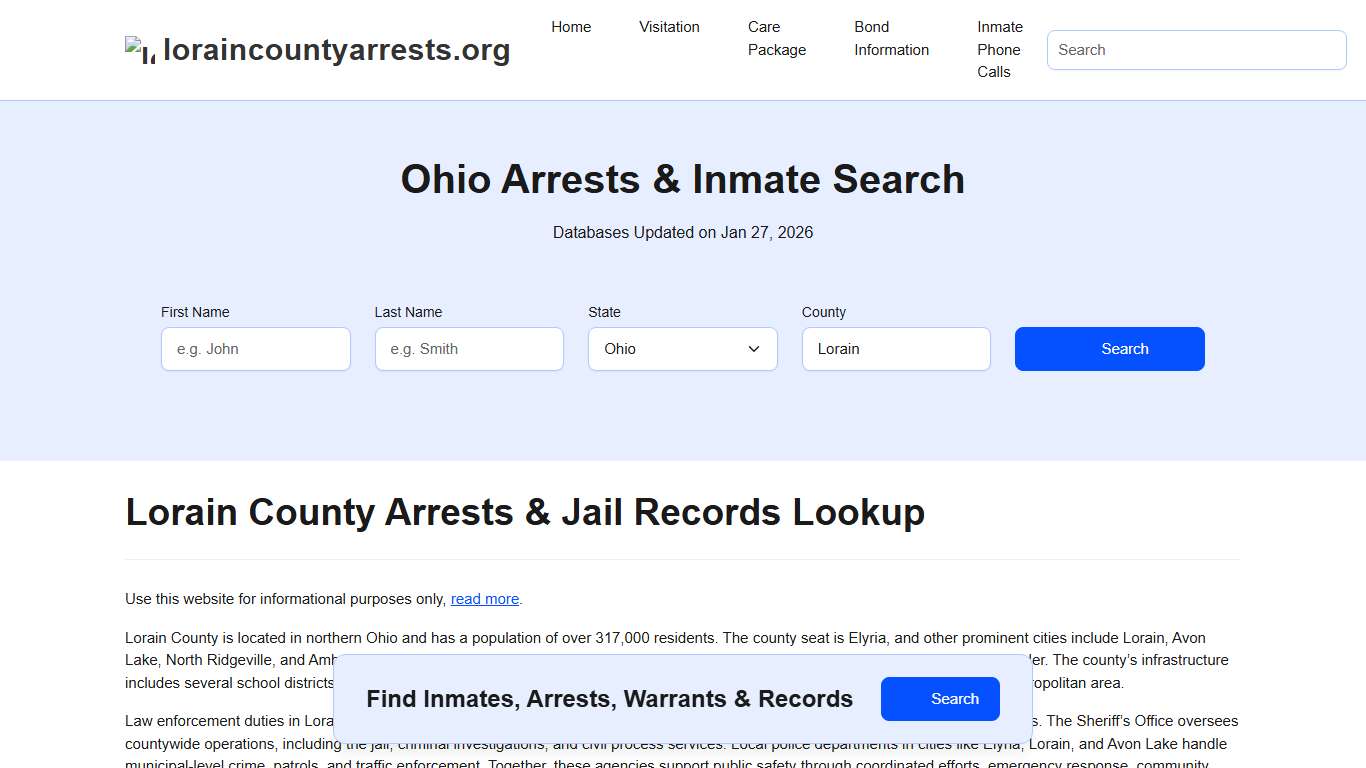 Lorain County, OH Arrests, Warrants, Police Records Search