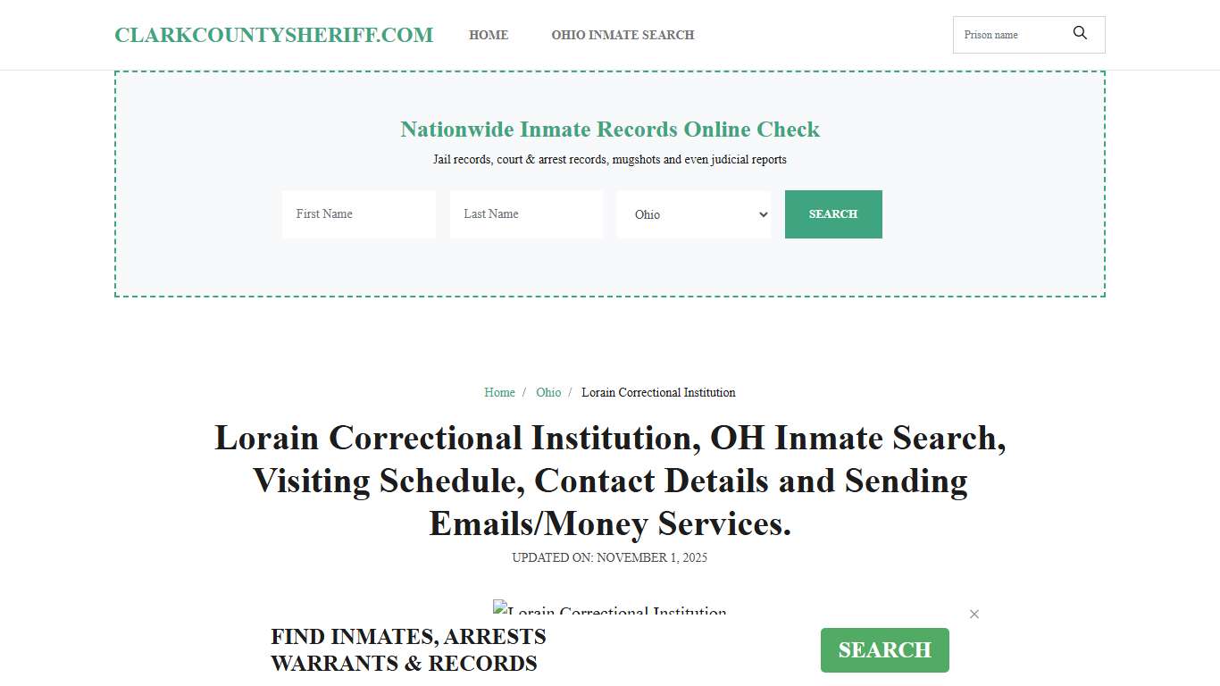 Lorain Correctional Institution, OH Inmate Search, Contacts